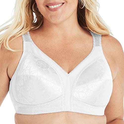 Playtex Women's 18 Hour Comfort-Strap Wireless Bra, Full-Coverage Bra with 4-Way TruSupport, Single & 2-Pack, White, 38DD