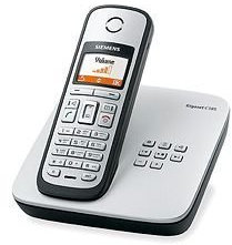 Siemens Gigaset C385 ECO schnurloses DECT Telefon mit beleuchtetem Farbdisplay und integriertem Anrufbeantworter, titanium