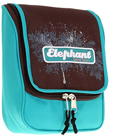 ELEPHANT Kulturtasche Beautycase zum Anhängen/Aufhängen Kulturbeutel/TÜRKIS-BRAUN