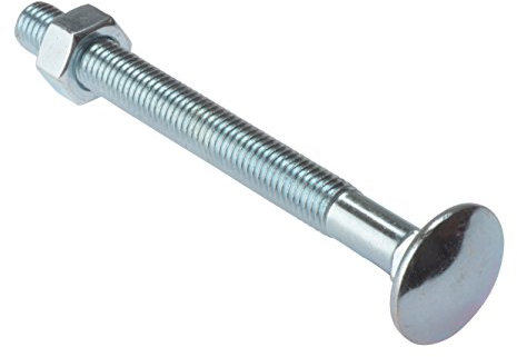 Forgefix CB10110M Bullone a Testa Tonda e Dado ZP 110 mm, Sacchetto 10, Argento, M10 x 110mm, Set di 10 Pezzi