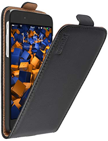 mumbi Echt Leder Flip Case kompatibel mit iPhone 6 / 6S Hülle Leder Tasche Case Wallet, schwarz