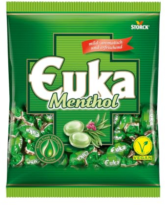 Euka Menthol Bonbons – 1 x 425 g – Eukalyptus-Menthol Bonbons mit Reedy Creek Eukalyptus – Vegane Süßigkeiten einzeln verpackt und ideal für unterwegs
