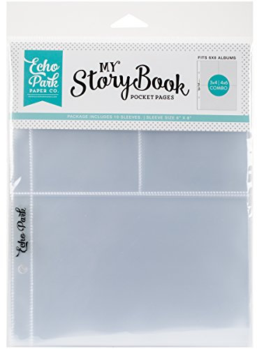 Echo Park Paper My Story Book Album Pocket Pages 8 (1) 6 (2) 3 x 4-inch Openings, Other, Multicoloured, 17.6x23.01x0.5 cm