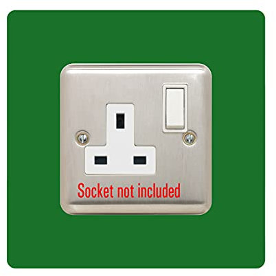 Single Socket Surround | Square | Acrylic Back Panel or Finger Plate | Light Switch Plug, Font Colour:Dark Green