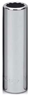 Williams JHWMD-1212 SUPERTORQUE 1/4-Inch Drive Deep SAE Socket, 12 Point, 3/8-Inch Size, High-Polished Chrome Finish, Designed for Use on 12 Point Fasteners