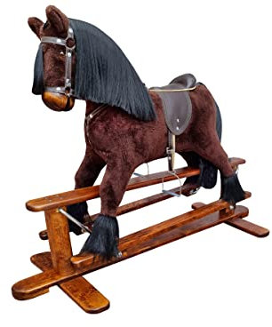 Erst-Holz Klassisches braunes Schaukelpferd mit Wippgestell 96-116