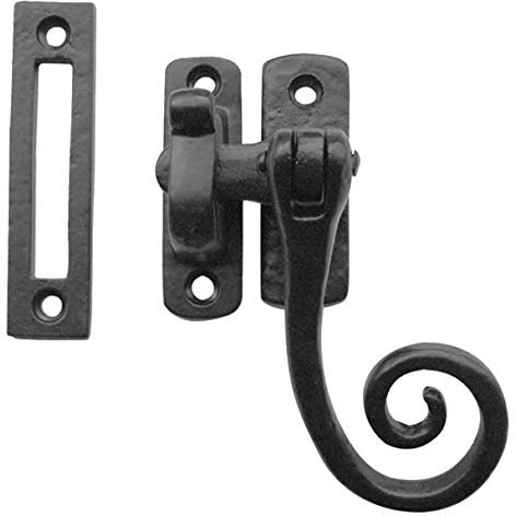 OriginalForgery Monkey/Rat Tail Window Latch in Black Cast Iron (AX25)
