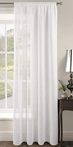Intimates Riva Plain Woven Slot Top Voile Curtain Panel (White, 59 W x 72 D)