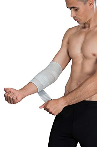 LOREY Ellenbogenbandage, Epibandage EL17003 aus latexfreiem 3D-Gestrick (mit zwei Gelkissen) Größe XXXL