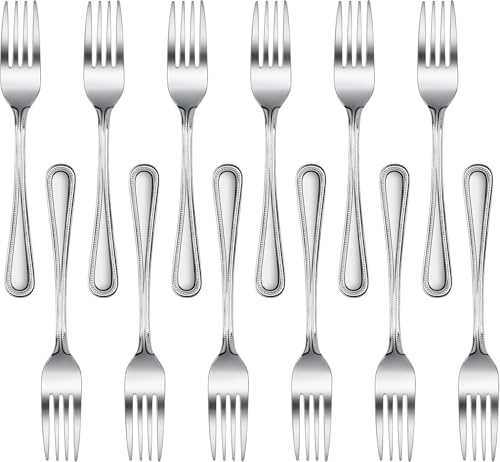 New Star Foodservice Bead Pattern 18/0 Stainless Steel Dinner Fork, 7.7-Inch, Set of 12, Commercial Grade