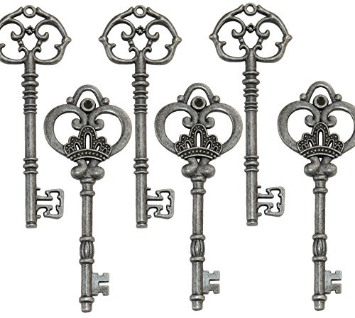 Makhry Mixed Set von 20 Extra Große Skelettschlüssel in Antik Gold - Set von 20 Tasten (2 Styles) - 3 1/4 Zoll Keys