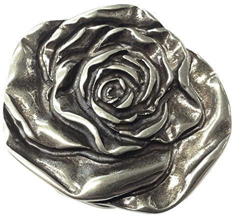 Norman K Modedesign Gürtelschnalle Rose silber rund