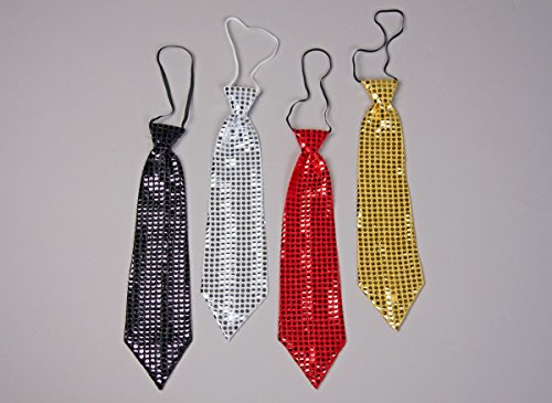 MÜLLER Krawatte Schlips Pailletten silber Einheitsgröße