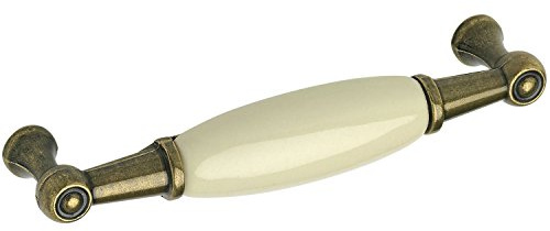 SIRO 1699-107ZN48PF21 Griff Oxnard Lochabstand 96 mm, Porzelan/ZN hellbeige/altmessing brüniert