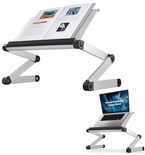 Uncaged Ergonomics Verstellbarer Buchhalter und Laptop-Ständer – tragbarer Aluminium-Ständer für Lehrbücher, Kochbücher, Rezeptbücher und Tablets