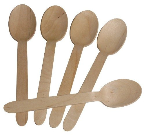 Thali sortie en bois de bouleau de 100 cuillères jetables biodégradables transport 160 mm