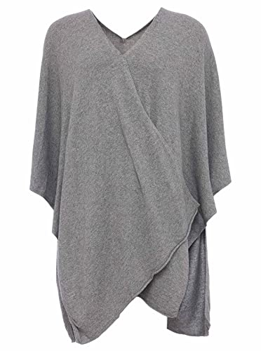 Poncho für Damen mit Kaschmir / Cashmere von Kurt Kölln / Modischer All-Rounder für Frauen als Alternative zu einem Strickwaren / Pulli / Strick-Pullover / Cardigan / Cap oder Strick-Jacke, Anthrazit, Einheitsgröße