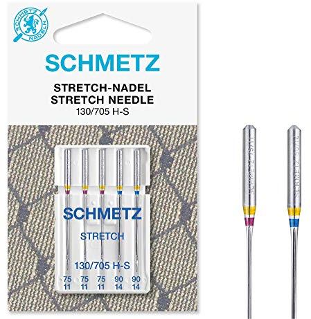 SCHMETZ | 5 Nähmaschinennadeln | Stretch | 130/705 H-S | Nadeldicke 75/11-90/14 | auf jeder gängigen Haushaltsnähmaschine einsetzbar