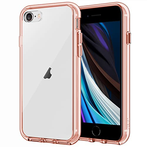 JETech Case for iPhone SE 3/2 (2022/2020 Edition), iPhone 8/7, 4.7-Inch, Non-Yellowing Shockproof Phone Bumper Cover, Anti-Scratch Clear Back (Rose Gold)