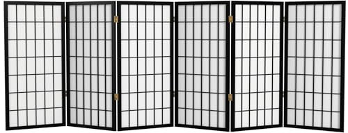 Orientalisches Möbel, 90 cm Shoji-Windschutzscheibe, hoch, 6 Paneele, Schwarz