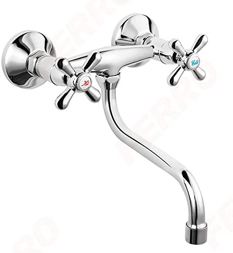 Hochwertige Designer Retroarmatur-Nostalgie-Zweigriffmischer- Wandarmatur - Wandarmatur Chrom von Ferro