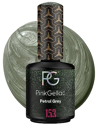 Pink Gellac Vernis Semi Permanent - 153 Petrol Grey 15 ml - Vernis à Ongles Gel Pour 14+ Jours de Manucure Impeccable - Facile à Utiliser - Semi Permanent Facile à Enlever