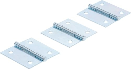 BGS Diy 80915 | Scharnier-Satz | 50 x 50 mm | 3-tlg. | Verzinkt | jeweils mit 4 Bohrungen