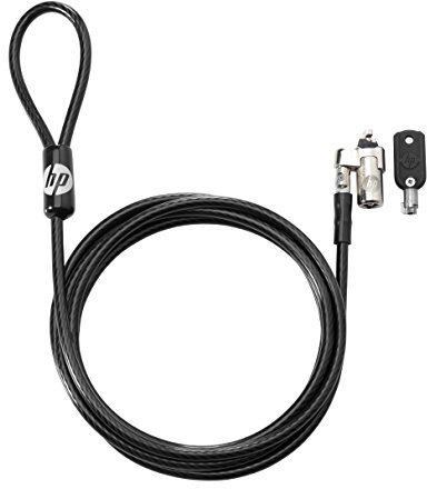 HP Bloqueo de Cable con Llave de 10 mm - Cable antirrobo (Llave Redonda, Acero galvanizado, 1,83 m, 4,5 mm, Negro, 2 Keys)