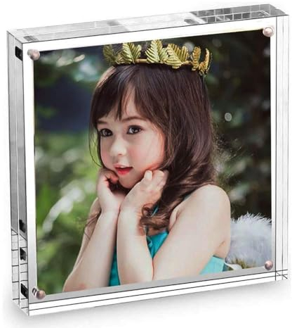 Yakri Glasklar Maul Acryl Fotorahmen mit Magnetverschluss,Plexidisplays Bilderrahmen für Format 15.2x15.2cm