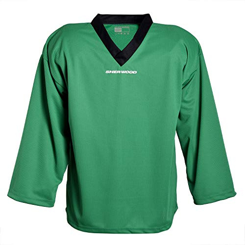 SHER-WOOD - Eishockey Trainingstrikot für Erwachsene I stilvolles Practice Jersey aus gelochtem, Grün, Gr. XXL