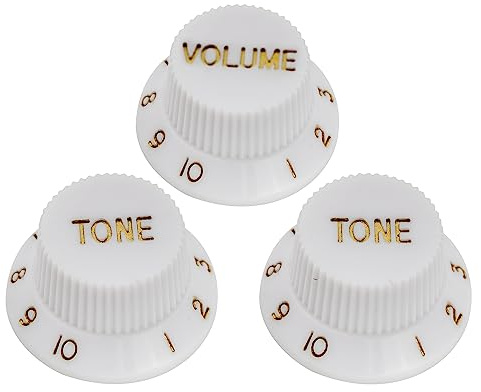 Musiclily Basic Universal Fitting Push-on Control Knobs White 2T1V | for Fender Squier Strat Style Electric Guitar