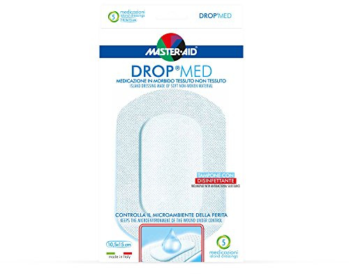 MASTER AID Drop Med, Weiß/Blau, 10,5 x 15 cm, 5 Stück
