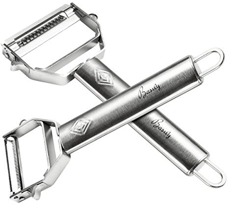Basily Premium Julienne and Serrated Stainless Steel Peeler - Set of 2