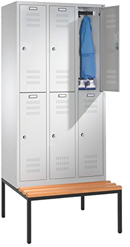 Umkleideschrank Schließfachschrank Spind mit Bank und 3 Abteilen à 40 cm