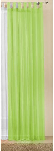 Schlaufenschal Gardine uni transparent Voile, 245x140, Apfelgrün, 61175