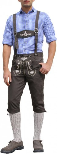 German Wear Trachten Kniebundhose Jeans Hose mit Hosenträgern
