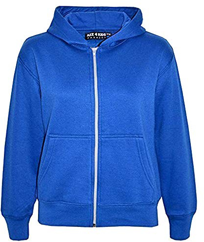 A2Z 4 Kids Girls Boys Classic Plain Full Zip-Up Hooded - Hoodie Plain Royal Blue 11-12