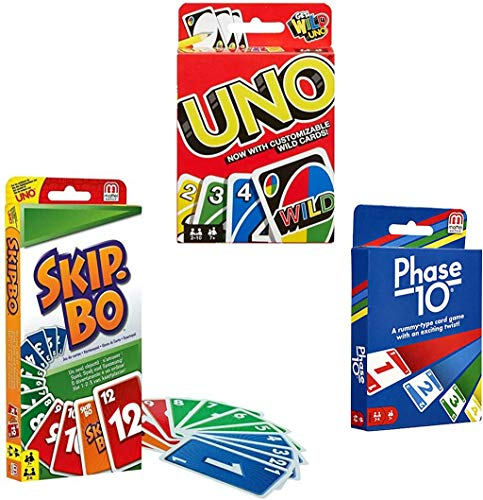 Mattel Card Game Set (Skip Bo, UNO & Phase 10)