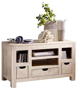MASSIVMOEBEL24.DE Meuble TV - Bois Massif d'acacia Blanchi - Nature White #46