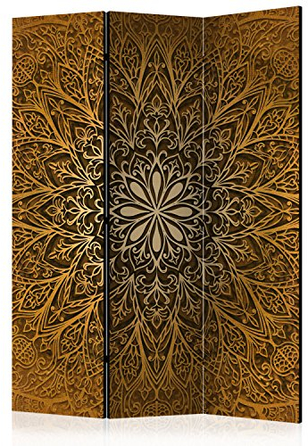 murando Raumteiler Mandala Ornament Oriental Foto Paravent 135x172 cm einseitig auf Vlies-Leinwand Bedruckt Trennwand Spanische Wand Sichtschutz Raumtrenner - Home Office - braun beige f-A-0491-z-b