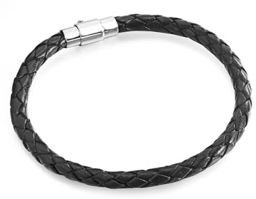 Rafaela Donata Damen Armband Echtleder schwarz | Lederarmband, Magnetverschluss, Edelstahl