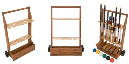 Ubergames Holztrolley für Krocketset - 6 Personen - ohne Spiel - nur die Rollwagen - Hartholz aus India - Perfekt zum Aufbewahrung und Transport Croquetspiel