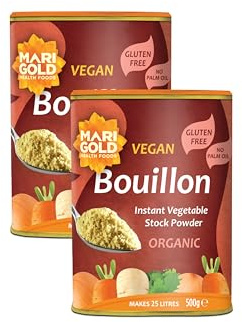 Marigold Organic Vegetable Bouillon Powder, 500g (Pack of 2) – Instant Vegan Stock Powder, Natural Ingredients, Low Calories – Ideal for Soups, Stews & Sauces.