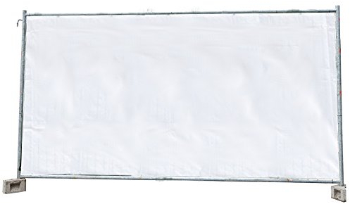 Boni-Shop 1,76 x 3,41m Bauzaunplane Sichtschutzplane Zaunblende Sichtschutz Bauzaun Sichtblende Schutz (Weiss)