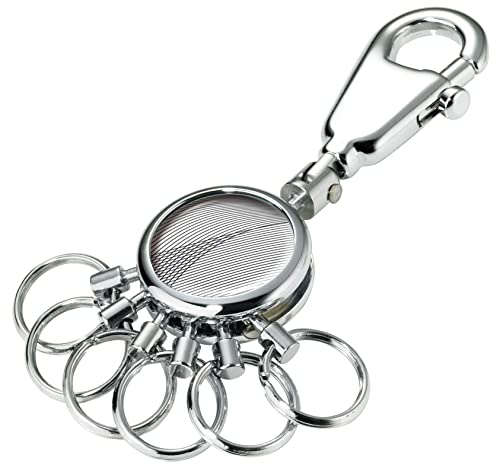 TROIKA PATENT GEOMETRIC WAVES SCHLÜSSELHALTER – #KYR01-A138 – rund, glänzend – Schlüsselanhänger mit Karabiner – 6 ausklinkbare Ringe - Schlüsselorganisation – edles Design – TROIKA-Original