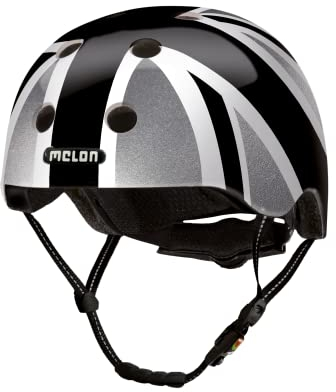 Melon Fahrradhelm »Union Jack Plain« für Damen, Herren und Kinder | Leichter & sicherer urbaner Cityhelm mit Magnetverschluss, individuell anpassbar in grau, schwarz | Größe M-L (52–58cm)
