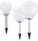 3x LED-Solar-Kugel-Leuchte OLA Drm. 20+25+30 cm mit Erdspieß, Kunststoff weiß IP44, Garten-Boden-Wege-Rasen-Dekorations-Lampe
