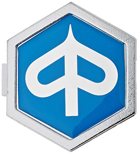 Stemma «Piaggio» A Cascata Esagonale In Alluminio, Per Innesto 32X37 Mm Per Vespa Px T5 Et2 Et4 Ecc.