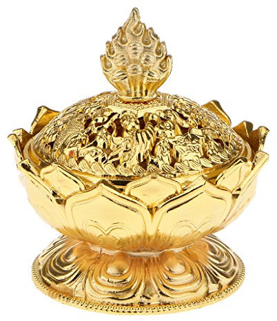 Lotus Weihrauch Kegel Aroma Brenner Kupferhalter Ofen Rückstau Censer - Gold