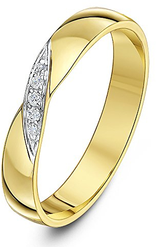 Theia Bague Or Jaune 9ct 0.04ct Diamant Croisé 3.5mm - Taille 65